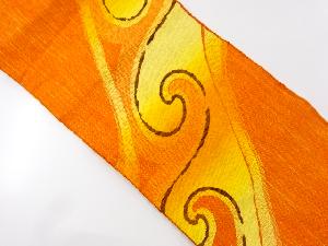 手織り真綿紬　抽象模様織り出し名古屋帯